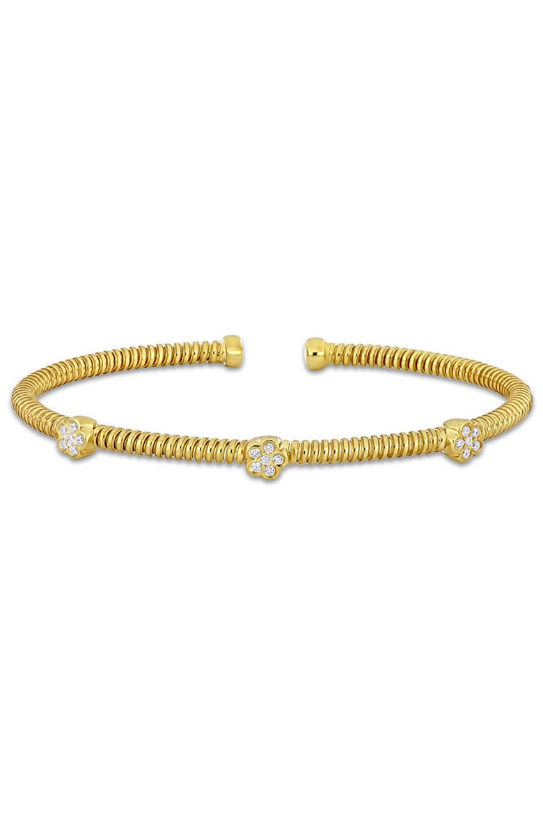 Julianna B. Cubic Zirconia Twist Station Bangle, Main, color, Yellow-Plated