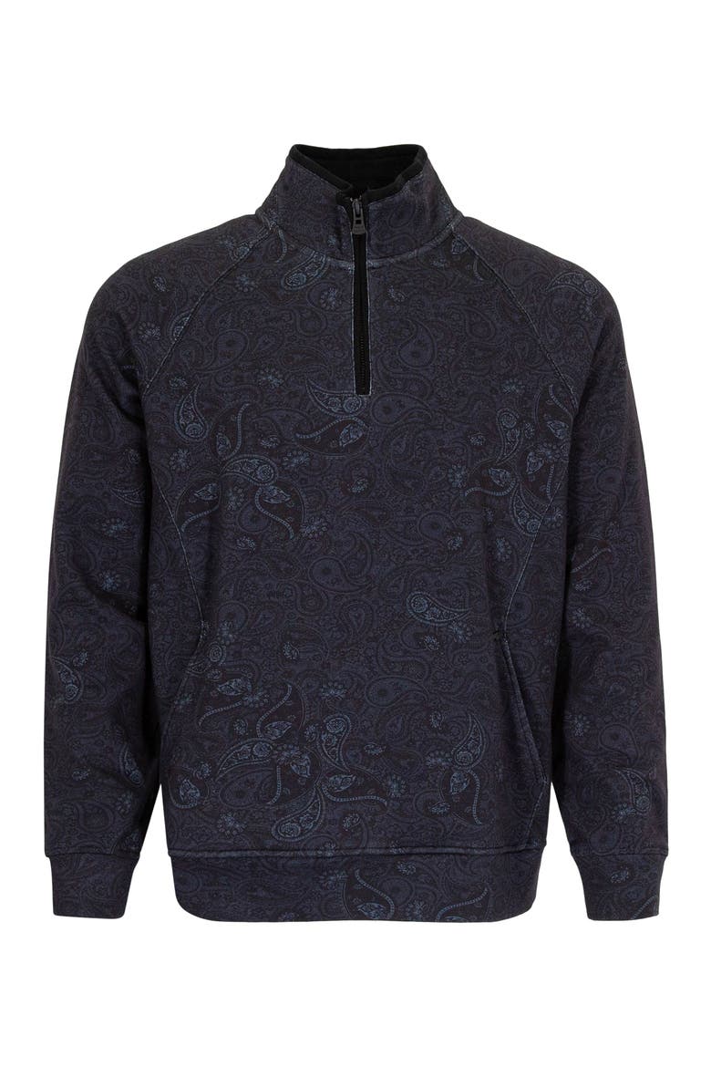 Craig Brushed Interlock Quarter Zip Pullover, Main, color, Montgat Paisley Black
