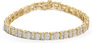 Haus of Brilliance 10K Yellow Gold 4.0 Cttw Baguette & Round Cut Diamond Bezel Tennis Bracelet