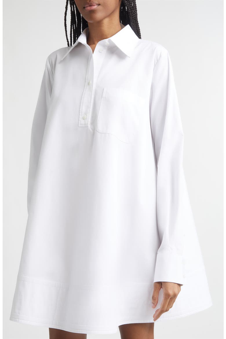 Long Sleeve Poplin Mini Shirdress, Alternate, color, PURE WHITE