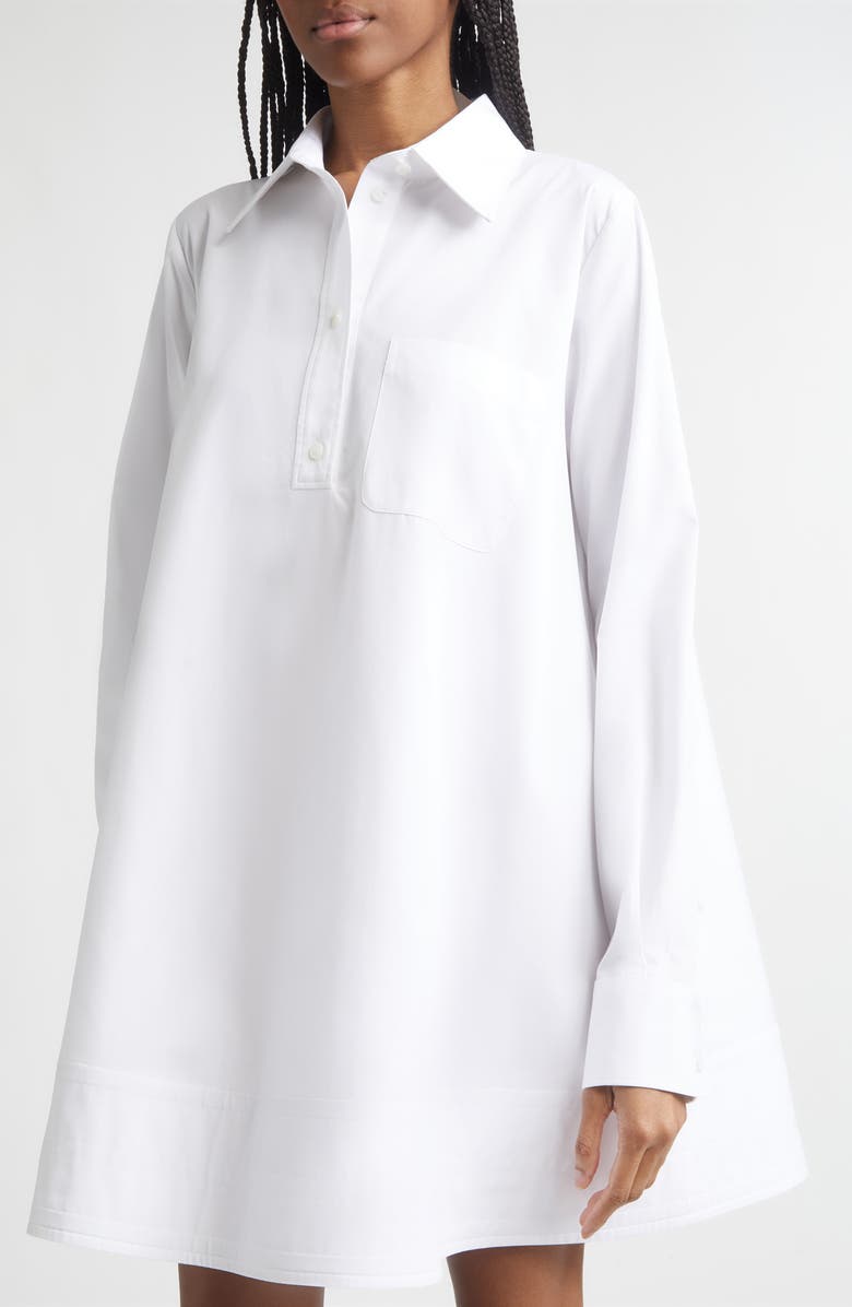 Stella McCartney Long Sleeve Poplin Mini Shirdress, Alternate, color, Pure White