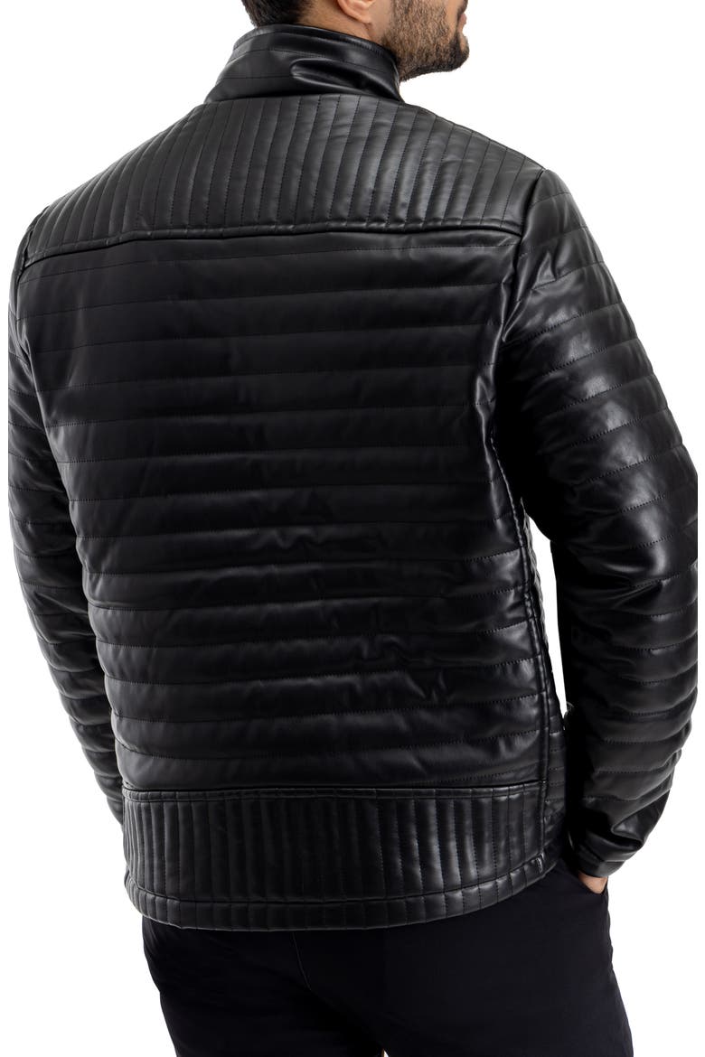 Quilted Faux Leather Jacket, Alternate, color, BLACK