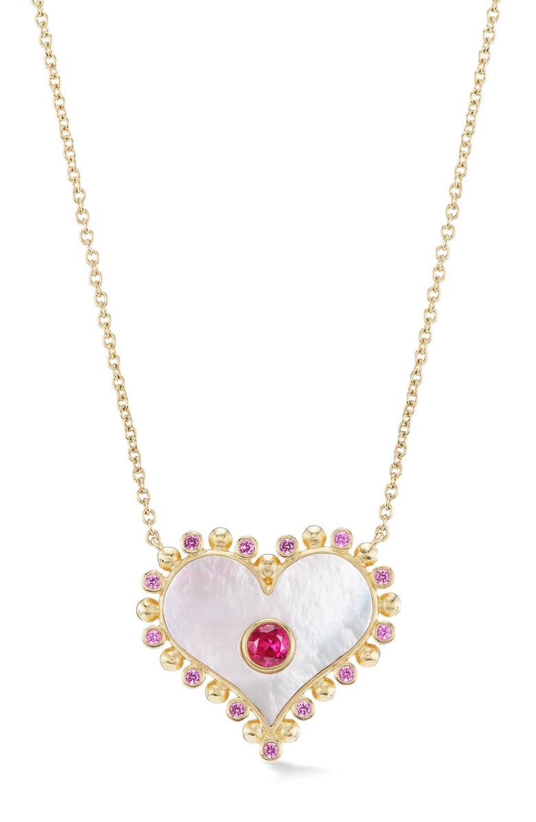 Orly Marcel Large Heart Sapphire Pendant Necklace, Main, color, White
