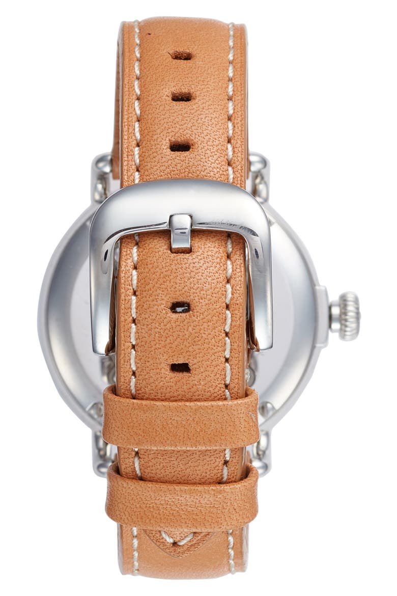 The Runwell Leather Strap Watch, 38mm, Alternate, color, SILVER