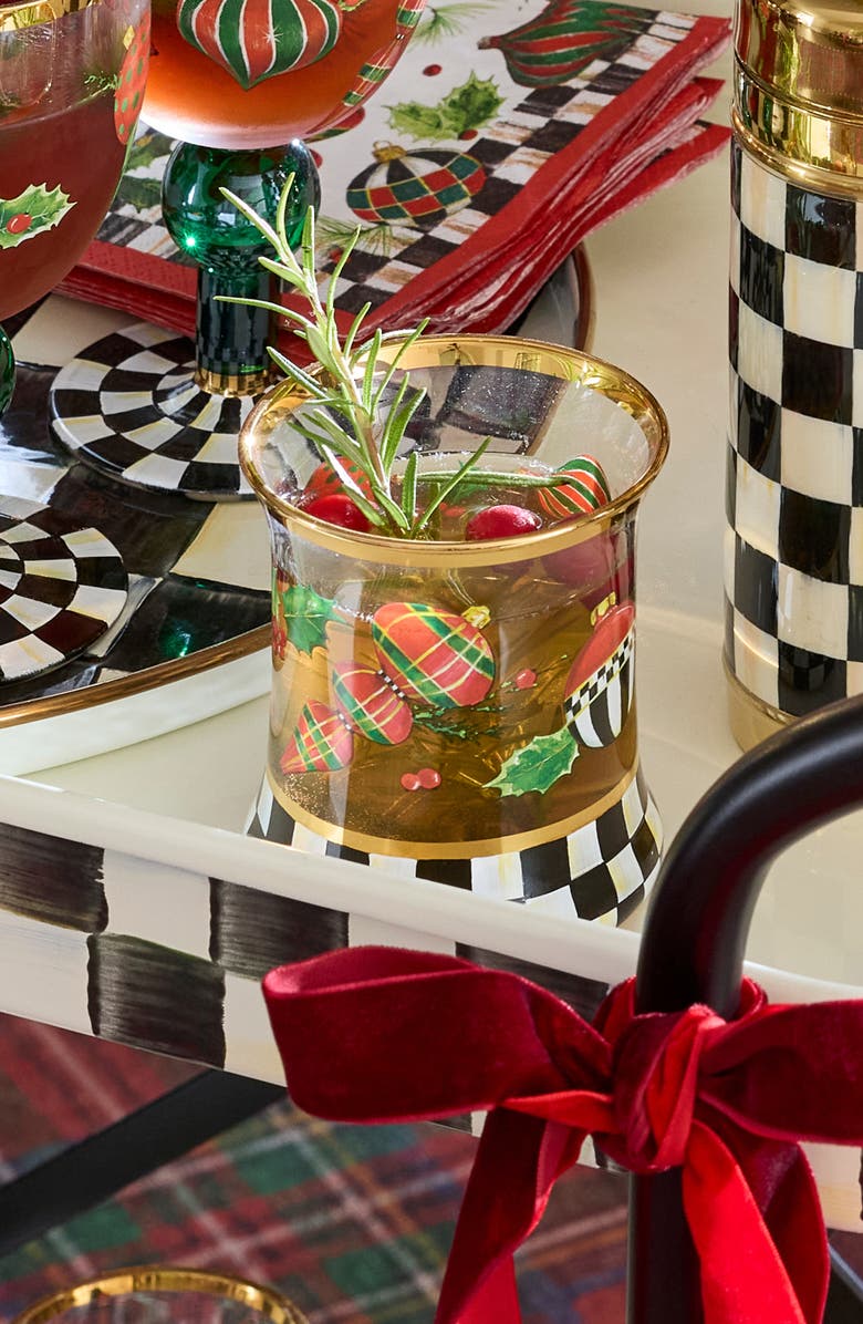 MACKENZIE CHILDS Set of 2 Deck the Halls Tumblers, Alternate, color, Green