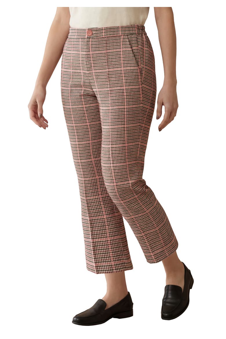 Bi Stretch Kick Flare Pant, Main, color, ROSE CHECK HOUNDSTOOTH