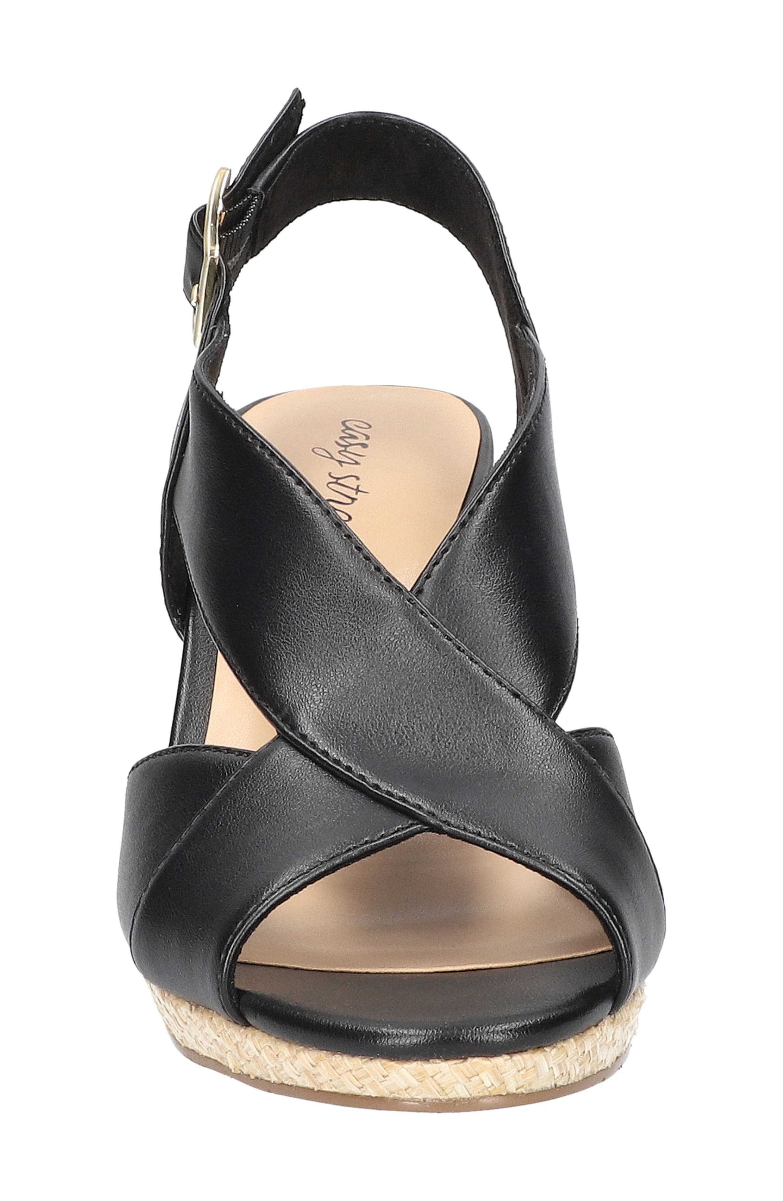 EASY STREET Christy Sandal, Alternate, color, Black With Natural Woven