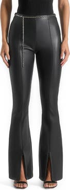 Manière De Voir Ninon Leather Fit And Flare Leggings With Chain