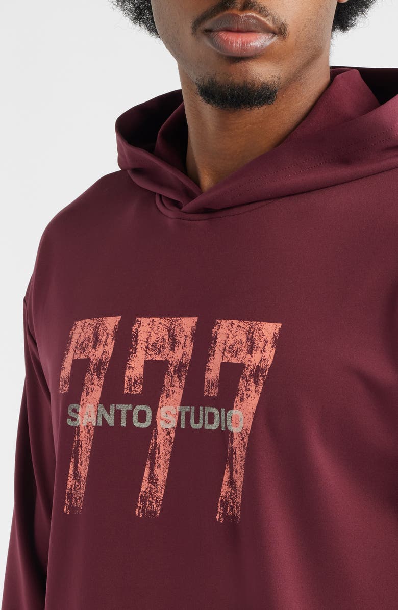 SANTO STUDIO Tempo 777 Enjoy Comfort Comfort Fleece Graphic Hoodie, Alternate, color, Merlot