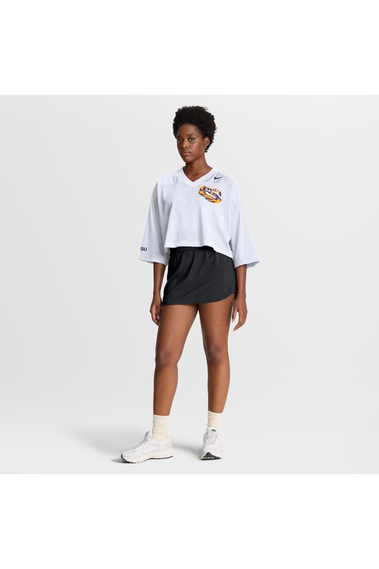 Women's Nike White LSU Tigers Cropped Mesh Dri-FIT Fashion Jersey, Alternate, color, White