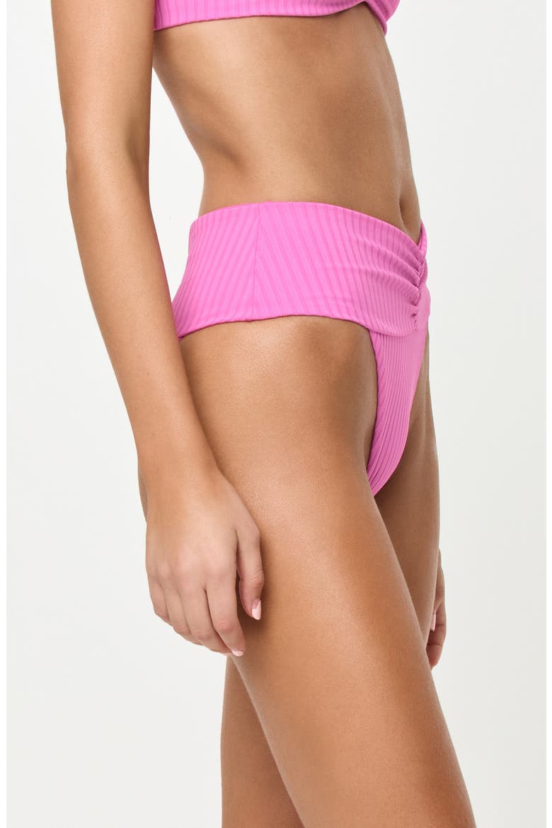 Bardot Ruched Rib Bikini Bottoms, Alternate, color, SWEETHEART