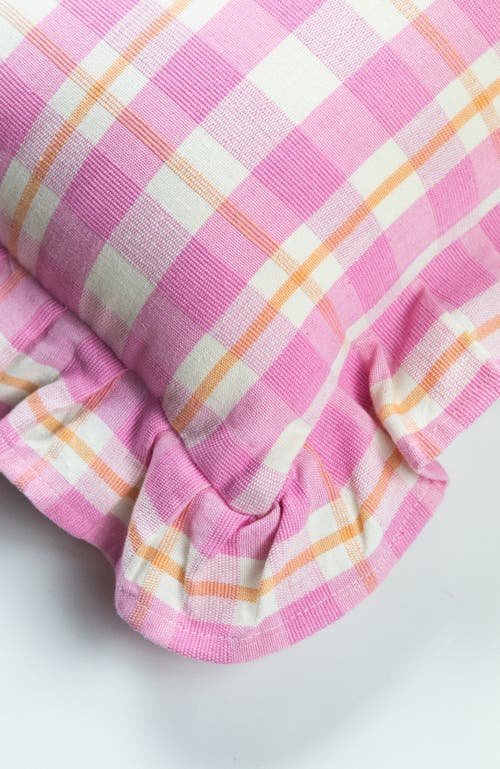 ARCHIVE NEW YORK ARCHIVE NEW YORK HANDWOVEN CLASSIC GINGHAM RUFFLE COTTON THROW PILLOW 