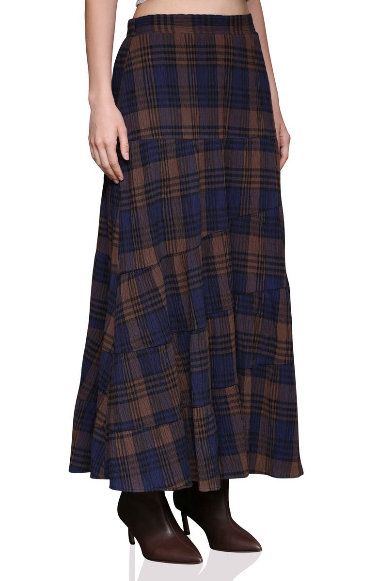 Avec Les Filles Plaid Cotton Tiered Maxi Skirt, Alternate, color,