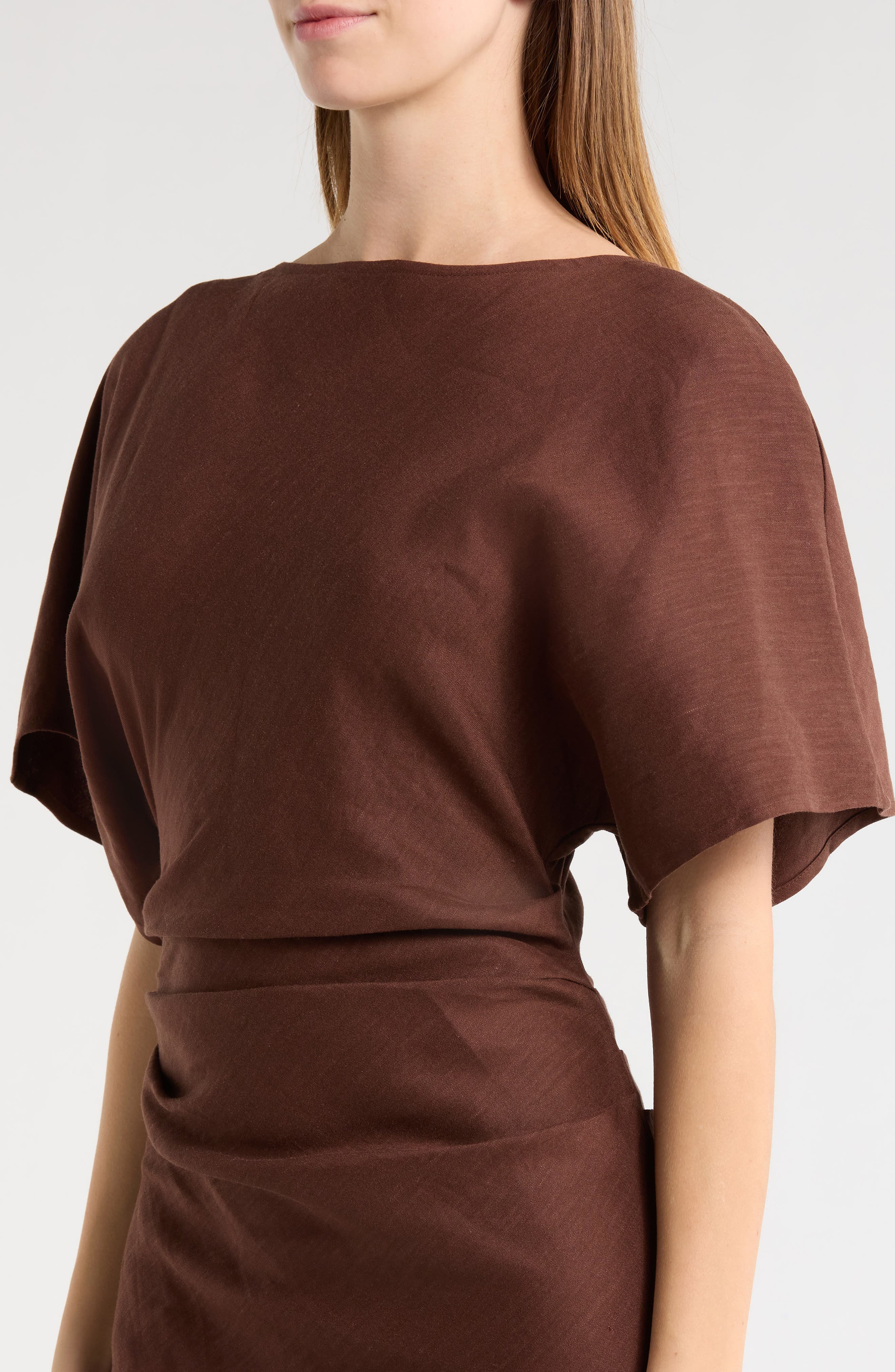 staud amelie linen-blend dress linen season, activated. the STAUD amelie dress brings easy elegance to sun-drenched strolls and golden hour plans