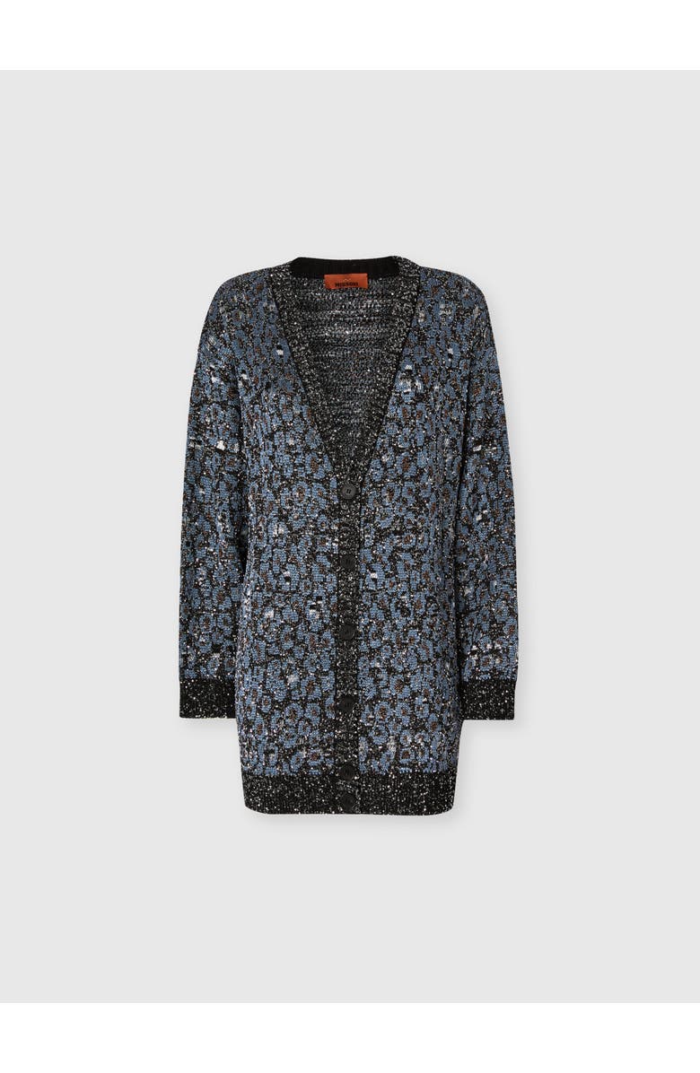 Missoni Oversized Cardigan In An Animal-print Jacquard Knit, Main, color, Multicoloured