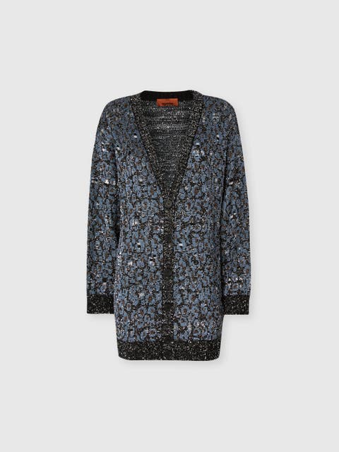 Oversized Cardigan In An Animal-print Jacquard Knit