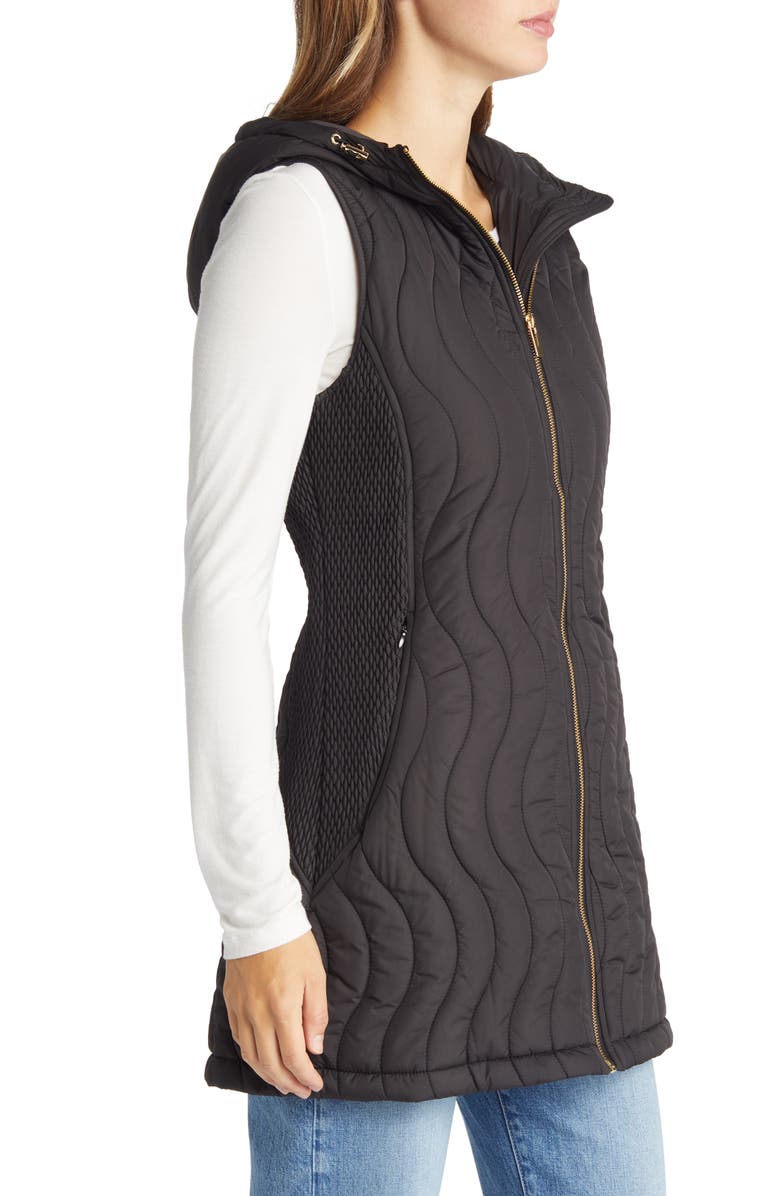 Via Spiga Hooded Wave Quilted Water Repellent Vest, Alternate, color,