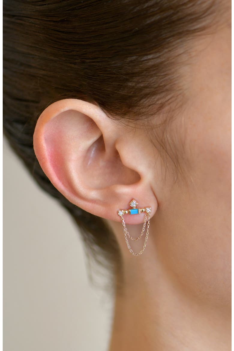 Clèo Bar Chain Earrings, Alternate, color, TURQUOISE/ AQUA