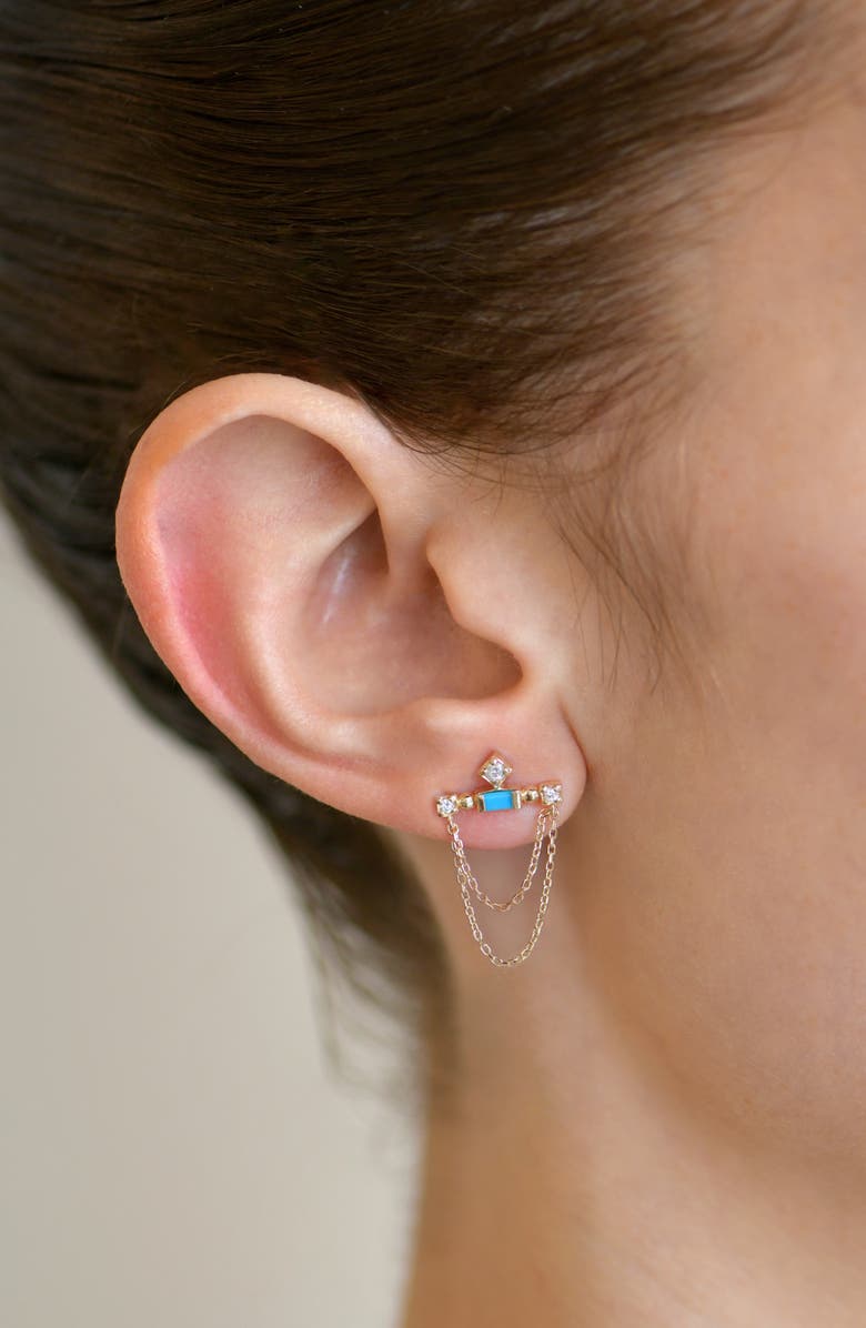 Anzie Clèo Bar Chain Earrings, Alternate, color, Turquoise/ Aqua