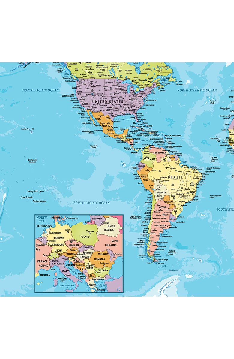 Eurographics Puzzle Tin World Map 550 Piece Jigsaw, Alternate, color, Multicolored