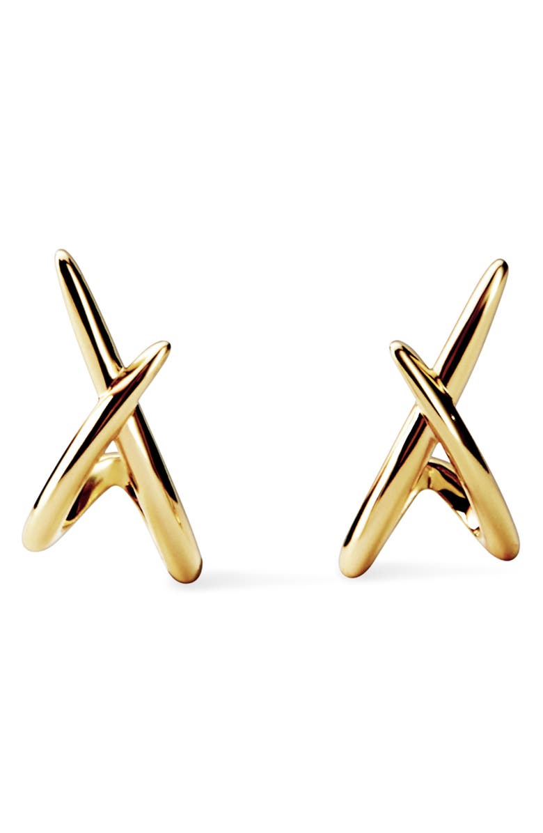 Ana Luisa Sloane Crisscross Stud Earrings, Main, color, Gold / Clear