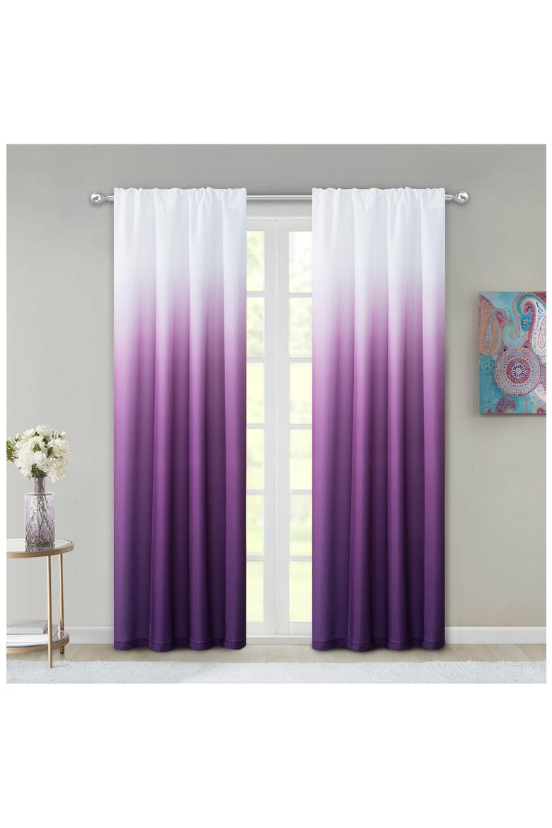 Shades Set of 2 Ombré Blackout Panel Curtains, Main, color, PURPLE