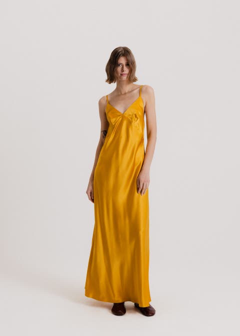 100 Silk Slip Maxi Dress