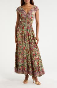 La Fiorentina Paisley Scrunched Maxi Dress