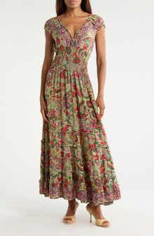 La Fiorentina Paisley Scrunched Maxi Dress