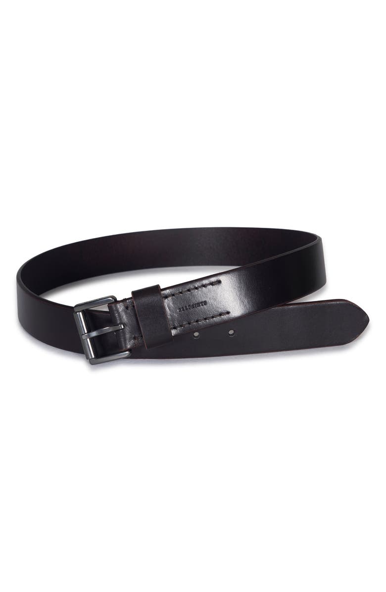 AllSaints Bevel Edge Leather Belt, Alternate, color, Dark Brown