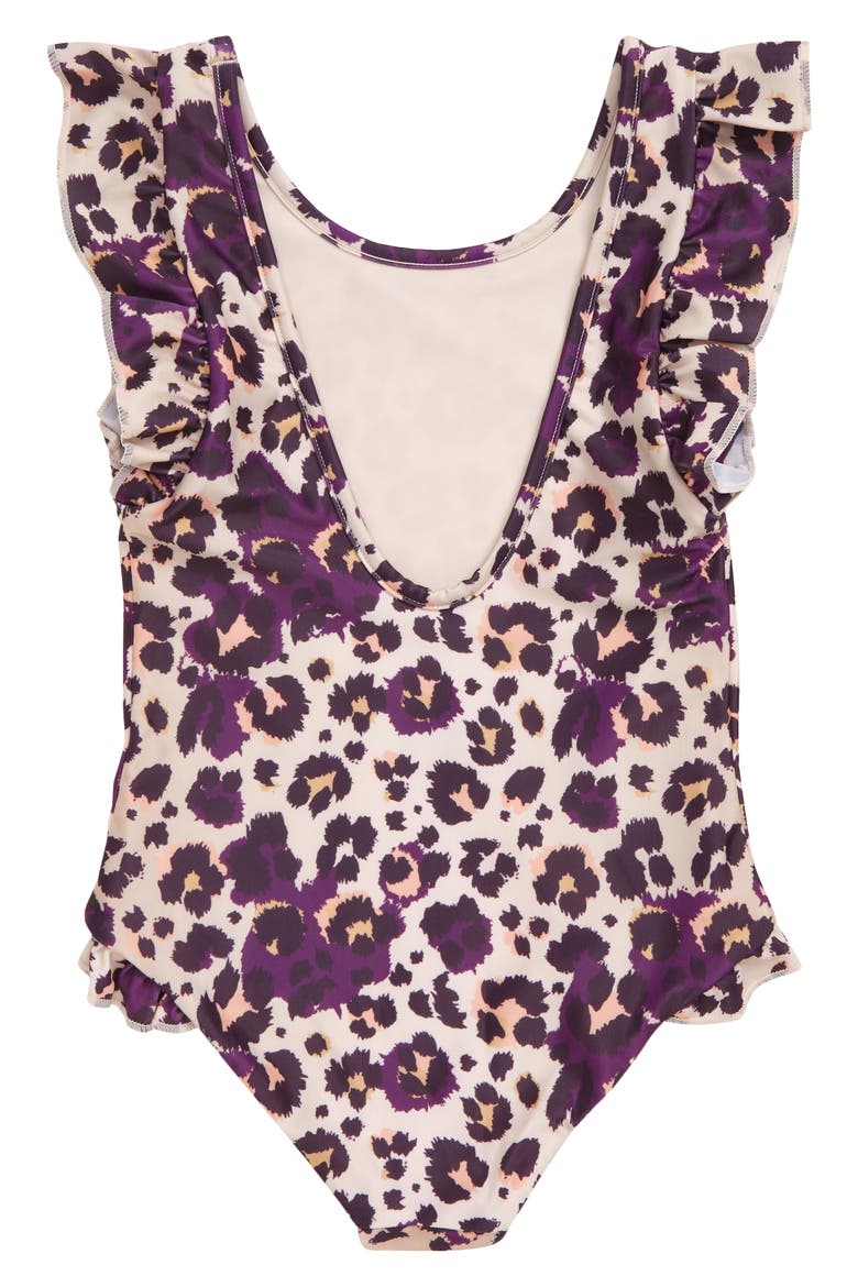 Kids' Ruffles Cheetah Print One-Piece Swimsuit, Alternate, color, MULTI