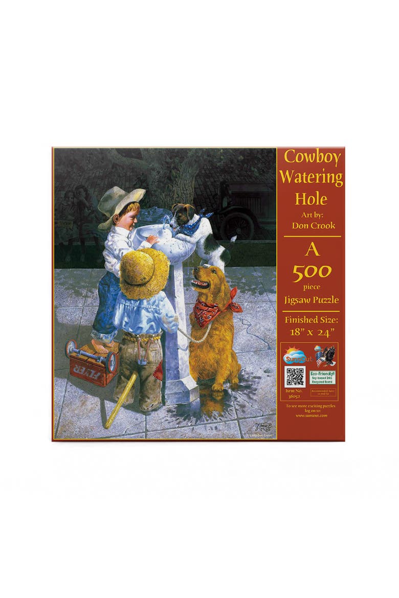Cowboy Watering Hole 500 piece Jigsaw Puzzle for Adults, Alternate, color, Multicolor