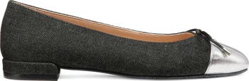 Sleek Cap Toe Bow Flat