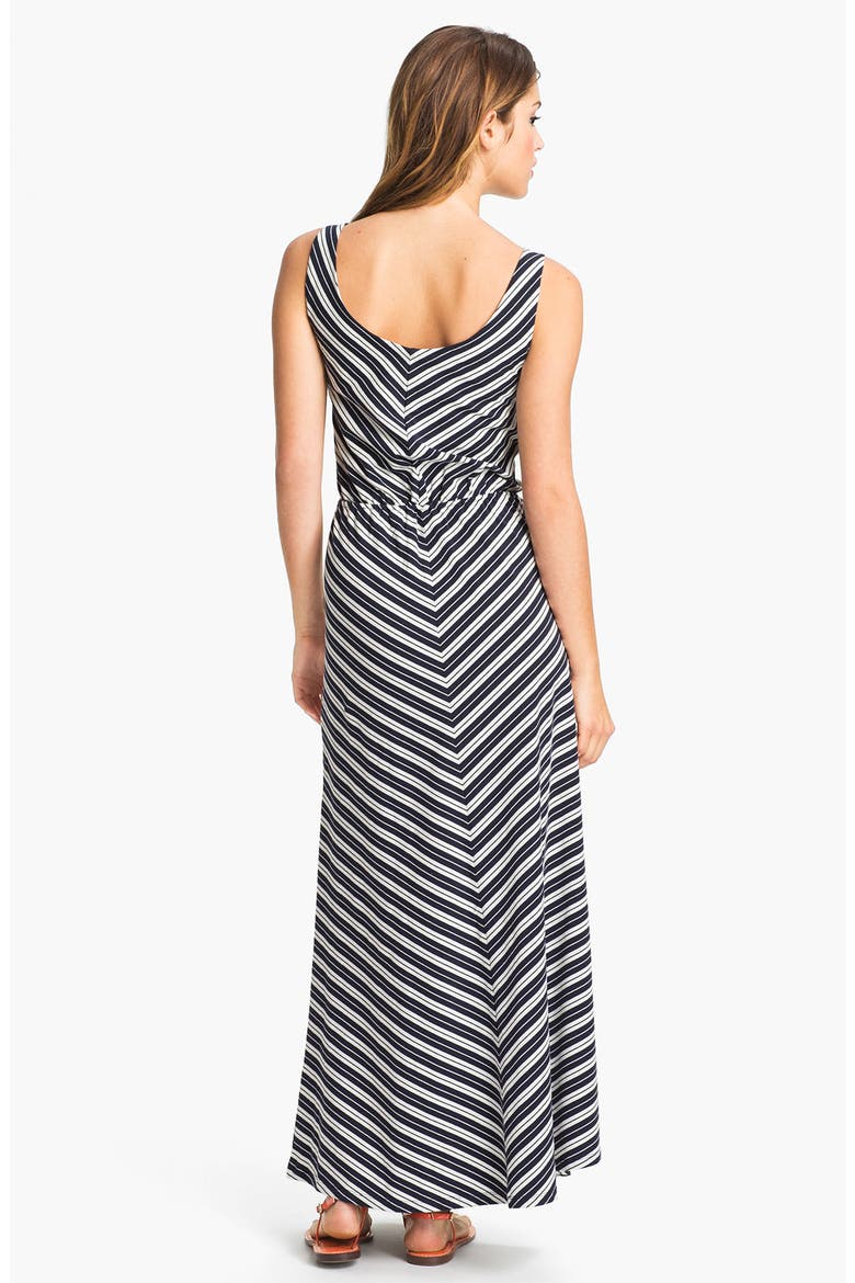 Chevron Stripe Maxi Dress, Alternate, color, NAVY/ WHITE