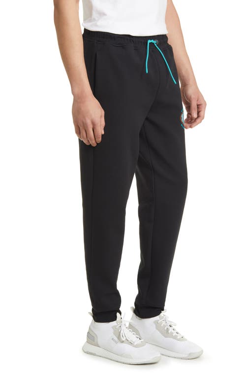 Hugo Boss Boss X Nfl Cotton-blend Tracksuit Bottoms With Collaborative Branding In Miami Dolphins Black