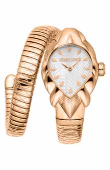 Roberto Cavalli Fiaba Snake Wraparound Bracelet Watch, 24.5mm x 39mm