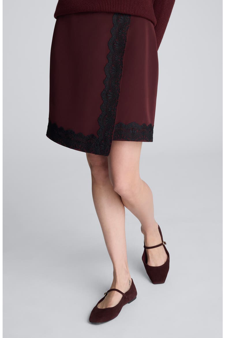 Lace Trim Faux Wrap Skirt, Main, color, SUGAR BEET