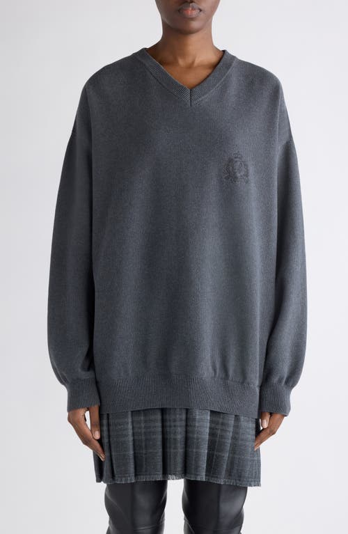 Balenciaga Long Sleeve Layered Sweater Dress In Gray