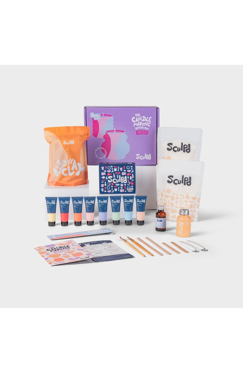 SCULPD Pottery Candle Making Kit For Two, Main, color, Pastel Tones