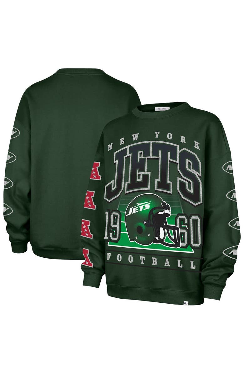 '47 Women's '47 Green New York Jets Go Big Oversized Pullover Sweatshirt, Main, color, Green