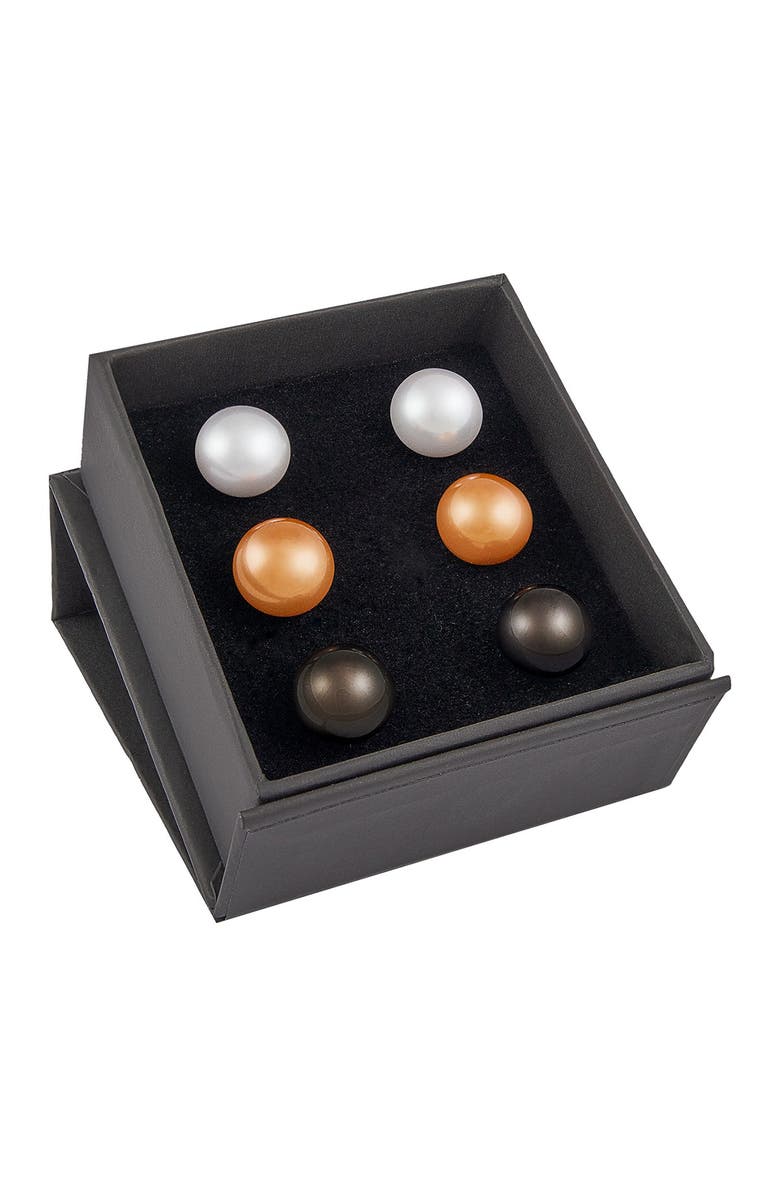 SPLENDID PEARLS Sterling Silver 10-11mm Freshwater Pearl Stud Earrings - Set of 3, Main, color,