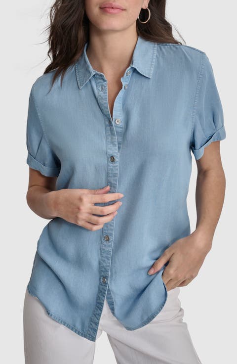 Cuff Sleeve Chambray Shirt