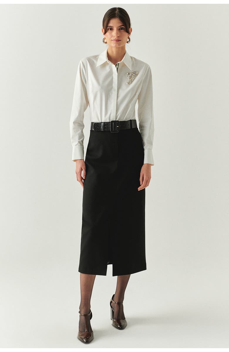 Exquise Arlette Belted Skirt, Main, color, Black