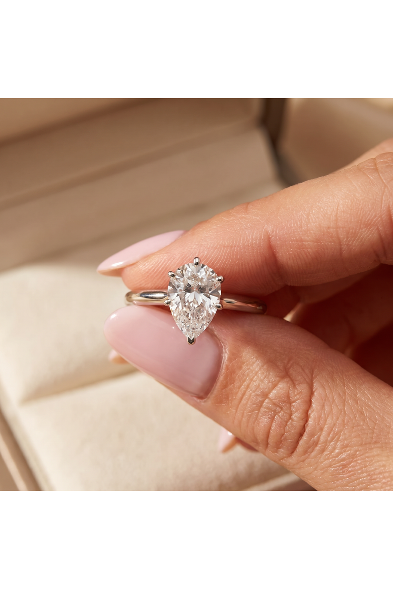 2CT Platinum Pear Shape Diamond 6-Prong Solitaire Engagement Ring Lab Grown, Alternate, color, Platinum