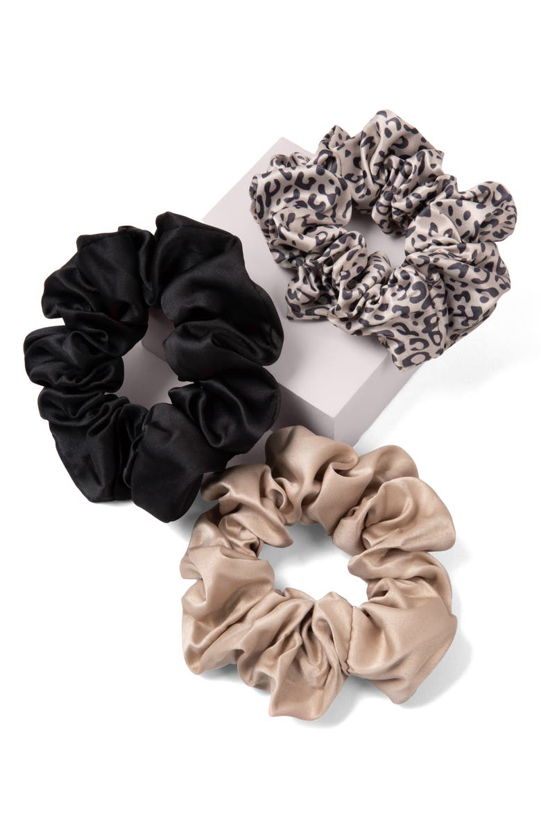 The Hair Edit 3-Pack Assorted Ruched Ribbon Hair Scrunchies, Alternate, color, 