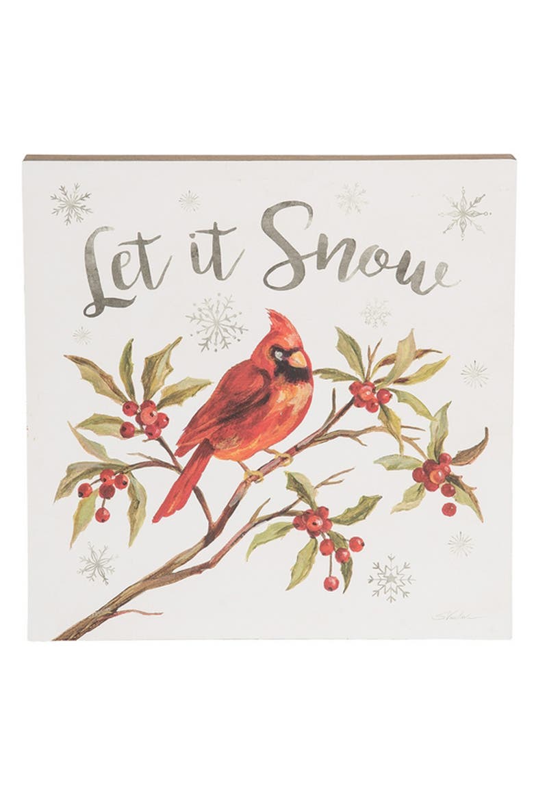 Cardinal Season Wall Art A/2 Table Sitter Freestanding Centerpiece Decoration 13.6 x 13.6 x 1.5 Inches., Alternate, color, White