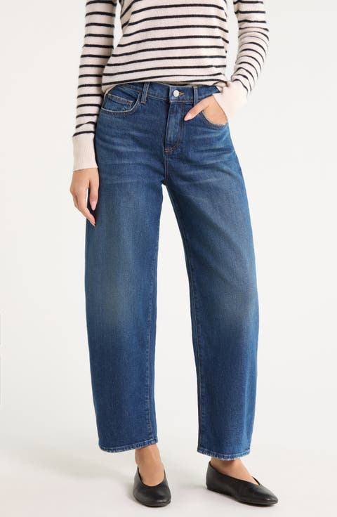 Brennan Mid Rise Wide Leg Barrel Jeans