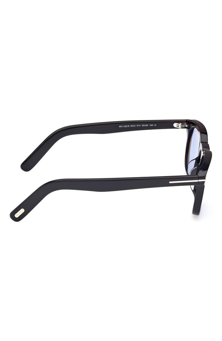 TOM FORD 52mm Square Sunglasses, Alternate, color, Shiny Black / Blue