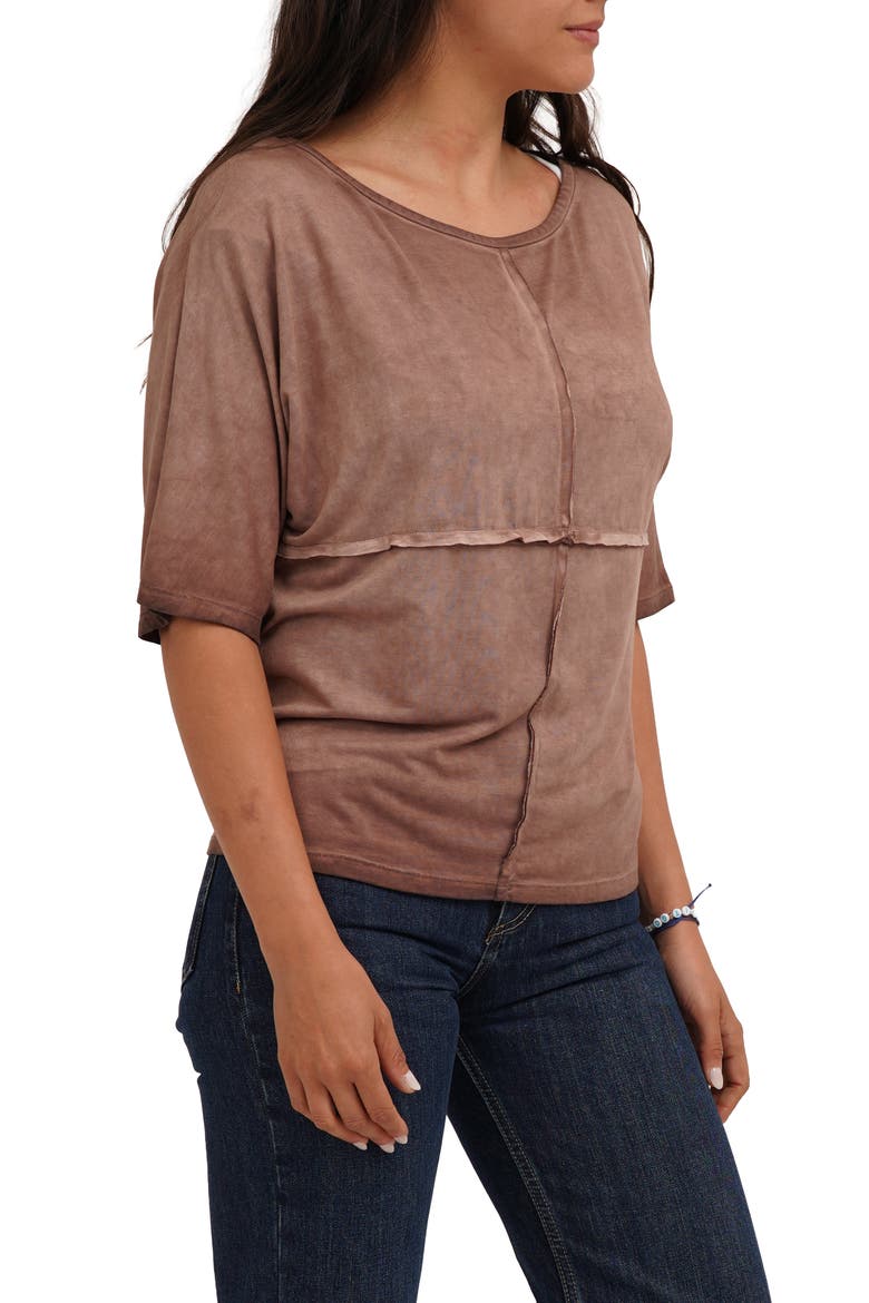 Checkboard Stitch Jersey Top, Alternate, color, FUDGE