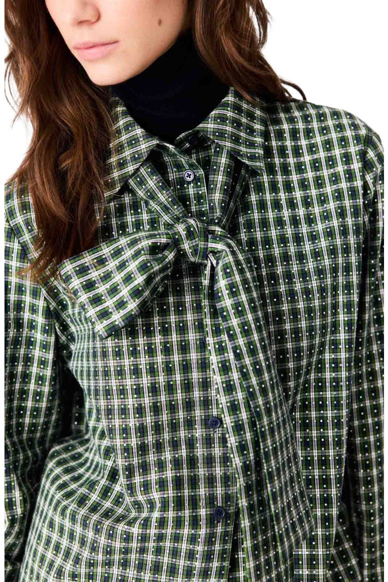 Rhinestone shirt with tie, Alternate, color, Green